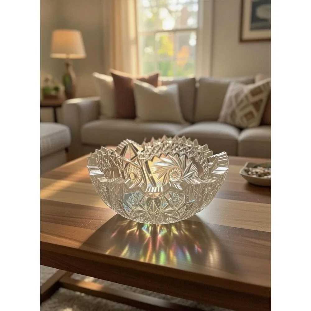 Vintage L E Smith Comet in the Stars Clear Iridescent Carnival Glass Bowl